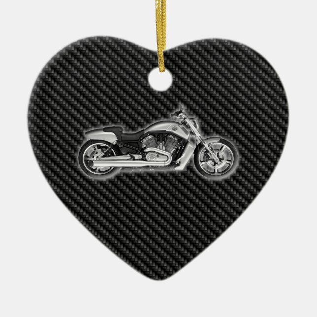 Carbon Harley Motorcycle 3D Fashion Accessory Ceramic Ornament (Front)