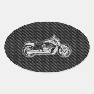 Carbon Harley Motorcycle 3D Fashion Accessory Oval Sticker