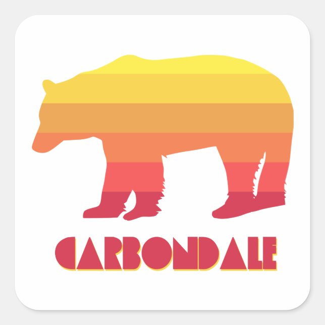 Carbondale Colorado Rainbow Bear Square Sticker (Front)
