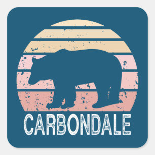 Carbondale Colorado Retro Bear Square Sticker