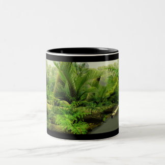 Carboniferous swamp panorama Two-Tone coffee mug