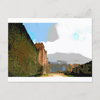 Carcassonne city walls postcard