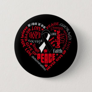 Carcinoid Cancer Awareness Heart Words 6 Cm Round Badge