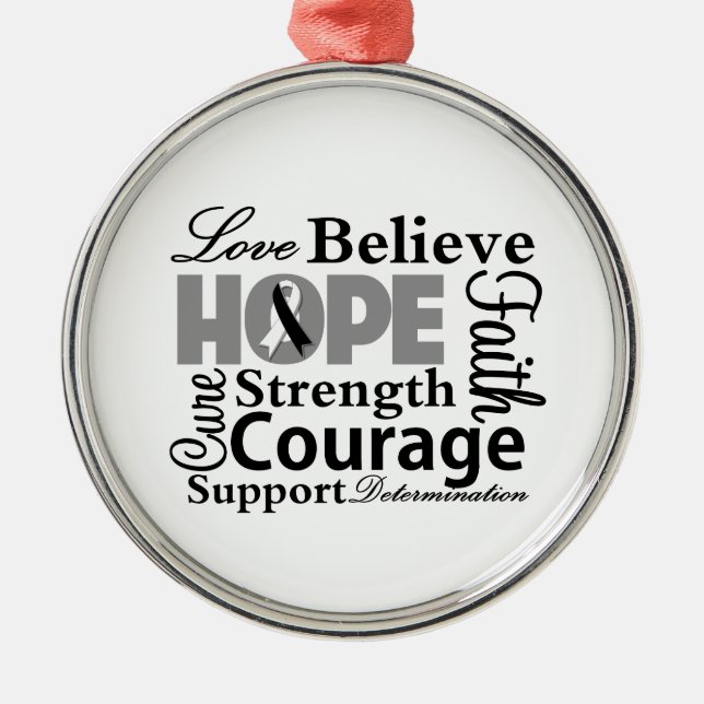 Carcinoid Cancer Collage of Hope Metal Tree Decoration (Front)