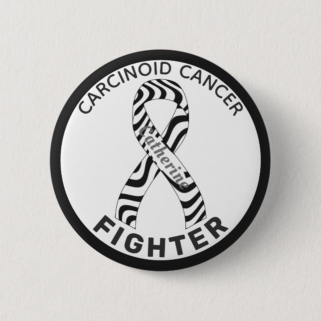 Carcinoid Cancer Fighter Ribbon White Button (Front)