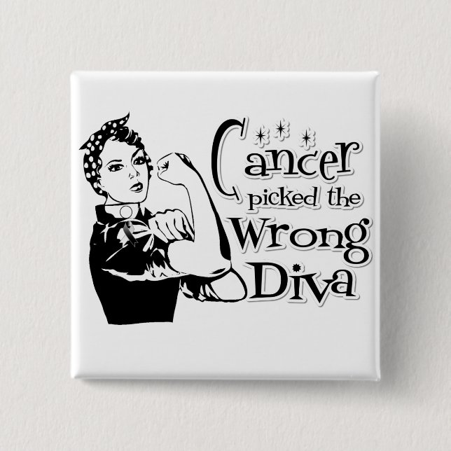 Carcinoid Cancer Picked The Wrong Diva 15 Cm Square Badge (Front)
