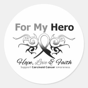 Carcinoid Cancer Tribal Ribbon Hero Classic Round Sticker
