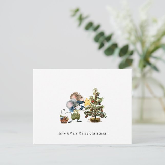 Card (10,8 x 14,2 cm) - Two Little Mice Christmas (Standing Front)