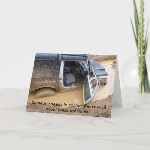 Card 4x4 off roader jeep stuck in mud