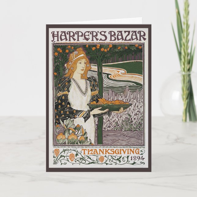 Card: Art Nouveau - L.Rhead - Thanksgiving Holiday Card (Front)