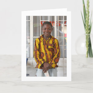 Card, "Boy in a Yellow, Red, and Black Shirt" Card
