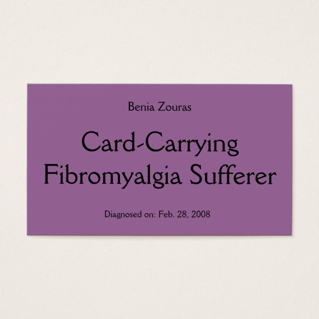 Card-Carrying Fibromyalgia Sufferer Card (Front)