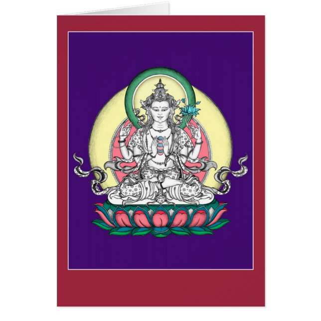 CARD Chenrezig / Avalokiteshvara with explanation (Front)