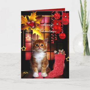Card Christmas Xmas Cat Kitten