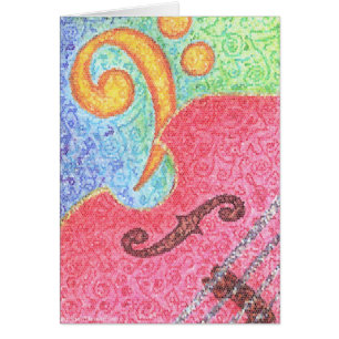 Card - Colourful Double Bass and Clef