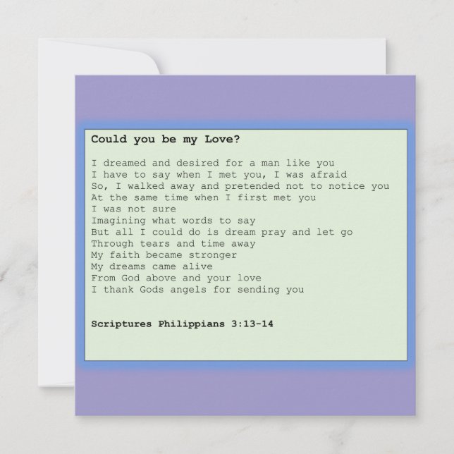 Card ' Could you be my love ' (Front)