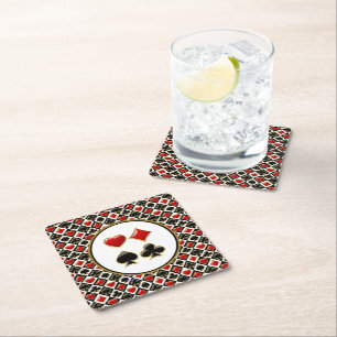 Card Deck Suits Square Paper Coaster