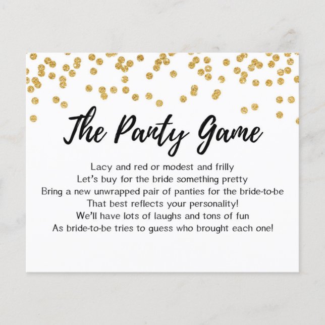 CARD Drop your panties game, Bridal Shower (Front)