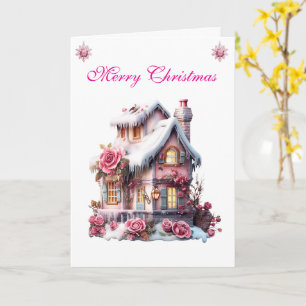Card-Elegant Pink Christmas Card Collection