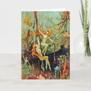 Card: Fairy Mermaids - by Warwick Goble Holiday Card