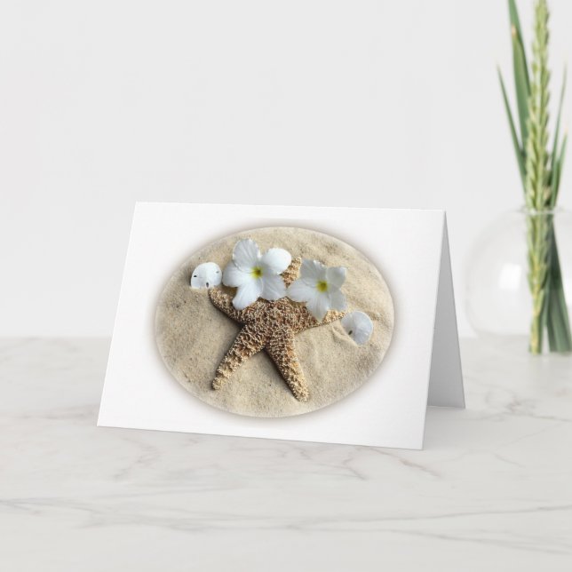 Card for any event - sand with beach objects (Front)