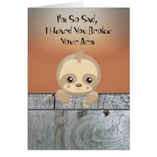 Card for Child with Broken Arm with Sloth