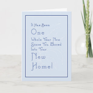Card for New Home Anniversary, Light Blue
