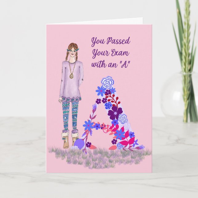 Card for Passed Exam with an "A" (Front)