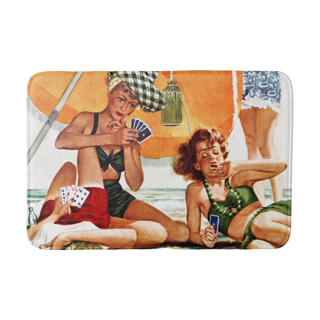 Card Game at the Beach by Alex Ross Bath Mat (Front)