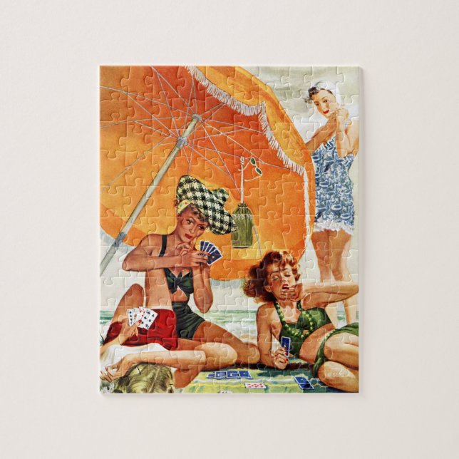 Card Game at the Beach by Alex Ross Jigsaw Puzzle (Vertical)