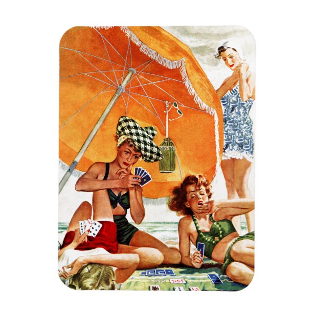 Card Game at the Beach by Alex Ross Magnet (Vertical)
