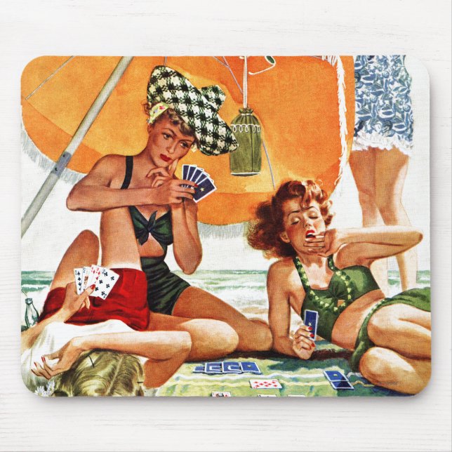 Card Game at the Beach by Alex Ross Mouse Pad (Front)