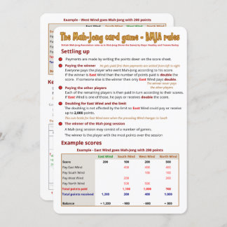 Card Game rules – Settling up