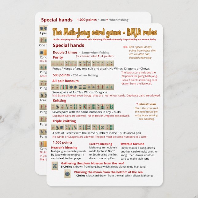 Card Game rules – Special hands (Front/Back)