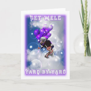 Card	Get well football player deliver balloons Card