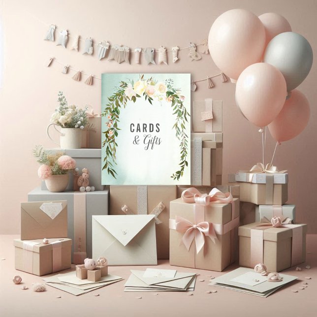 Card & Gifts Green White Rose Baby Sprinkle Shower Poster (Creator Uploaded)