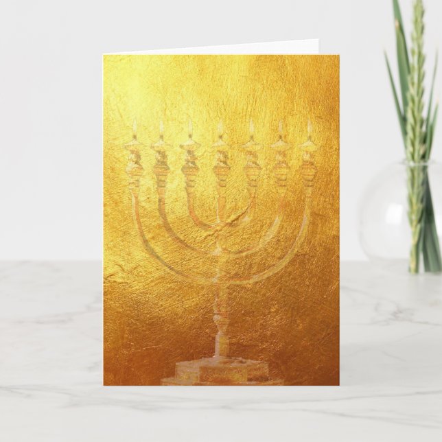 Card Golden Menorah | Gold | Israel | Karte (Front)
