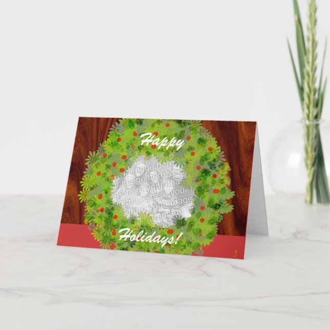 Card - Greeting - Happy Holidays wreath (Front)