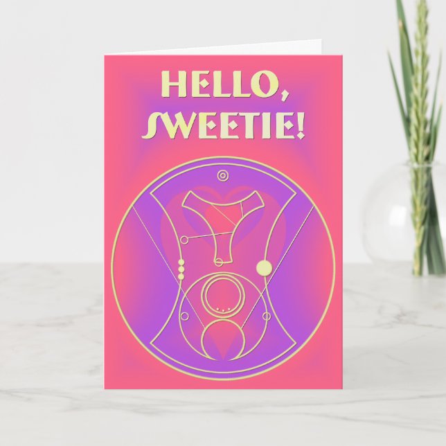 Card: Hello, Sweetie! Pink & Lavender Hearts Holiday Card (Front)