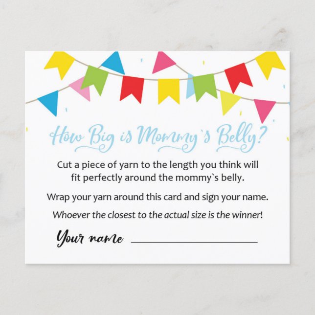 CARD How big is Mummy's Belly? Baby Shower Game (Front)