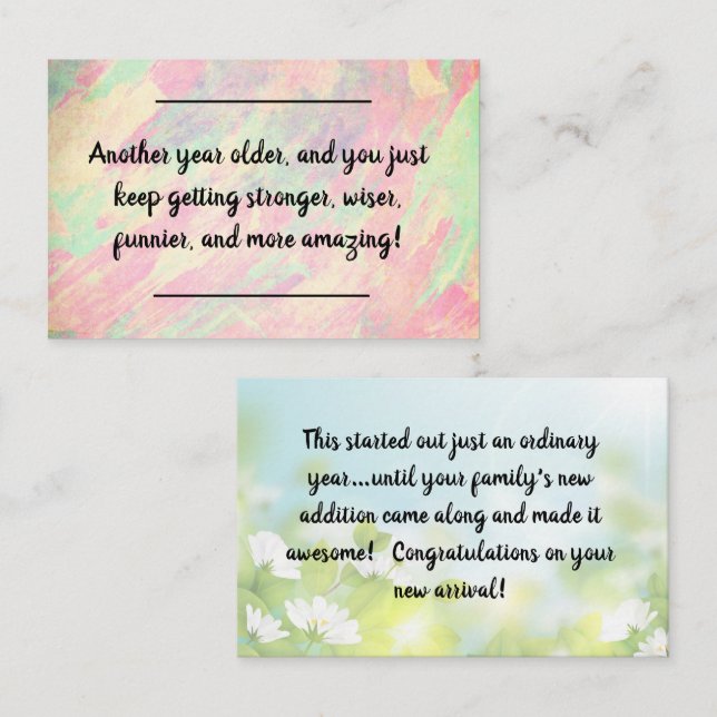 Card insert -Birthday Greetings! (Front/Back)