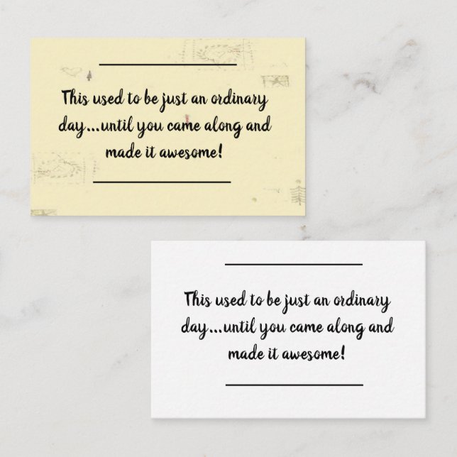 Card insert - Birthday Message - No Ordinary Day! (Front/Back)
