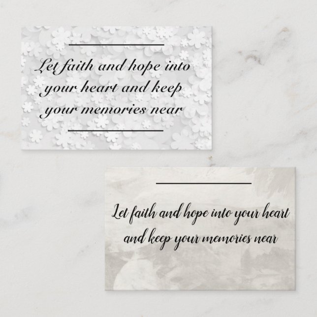 Card insert - Sympathy - Condolence 2 (Front/Back)