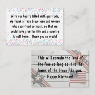 Card insert - Veterans Day/Patiotic Birthday