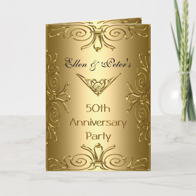 Card Invitation 50th Wedding Anniversary Art Deco (Front)