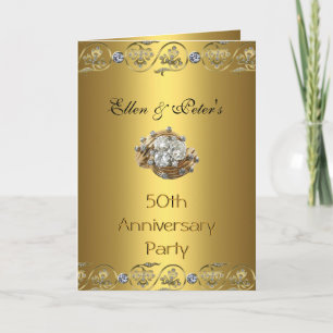 Card Invitation 50th Wedding Anniversary Party Gol