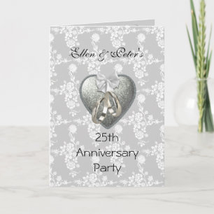 Card Invite 25th Wedding Anniversary Party Silver