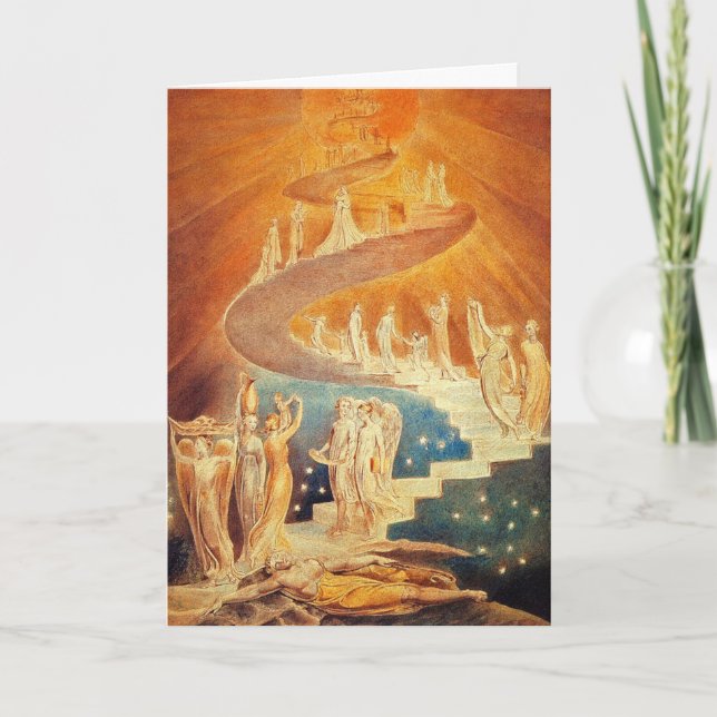 Card:  Jacob's Ladder - William Blake Holiday Card (Front)