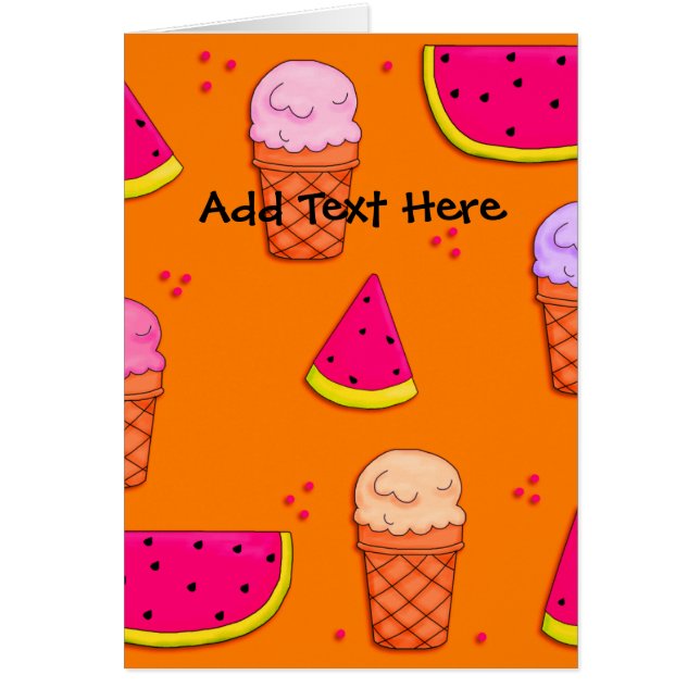 Card Kid's Ice Cream Watermelon Orange (Front)