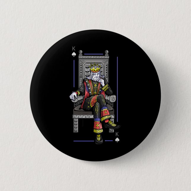 Card King 6 Cm Round Badge (Front)